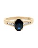 Dark Blue Sapphire and Diamond Ring in Yellow Gold
